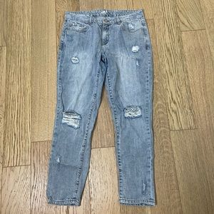 Garage Distressed Boyfriend Jeans Ripped Light Wash Denim Size 9